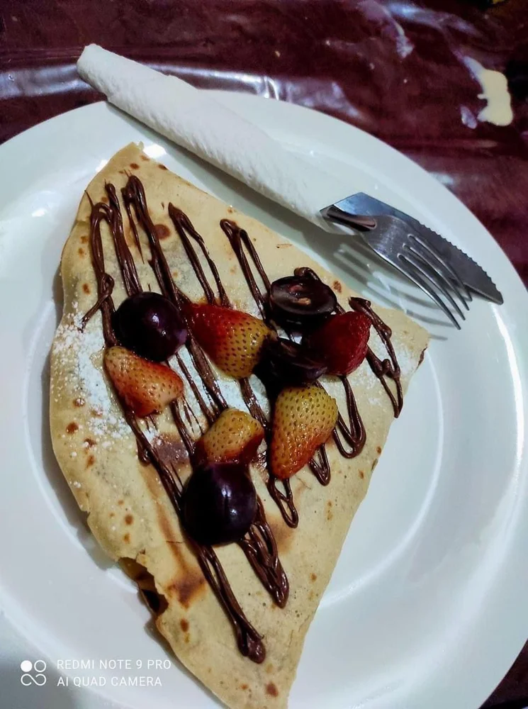 Crepa con fresas y chocolate de La Michoacana San Dionisio del Mar Oaxaca — waffles y crepas artesanales del Istmo
